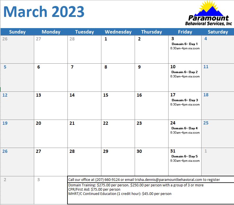 Training Schedule
